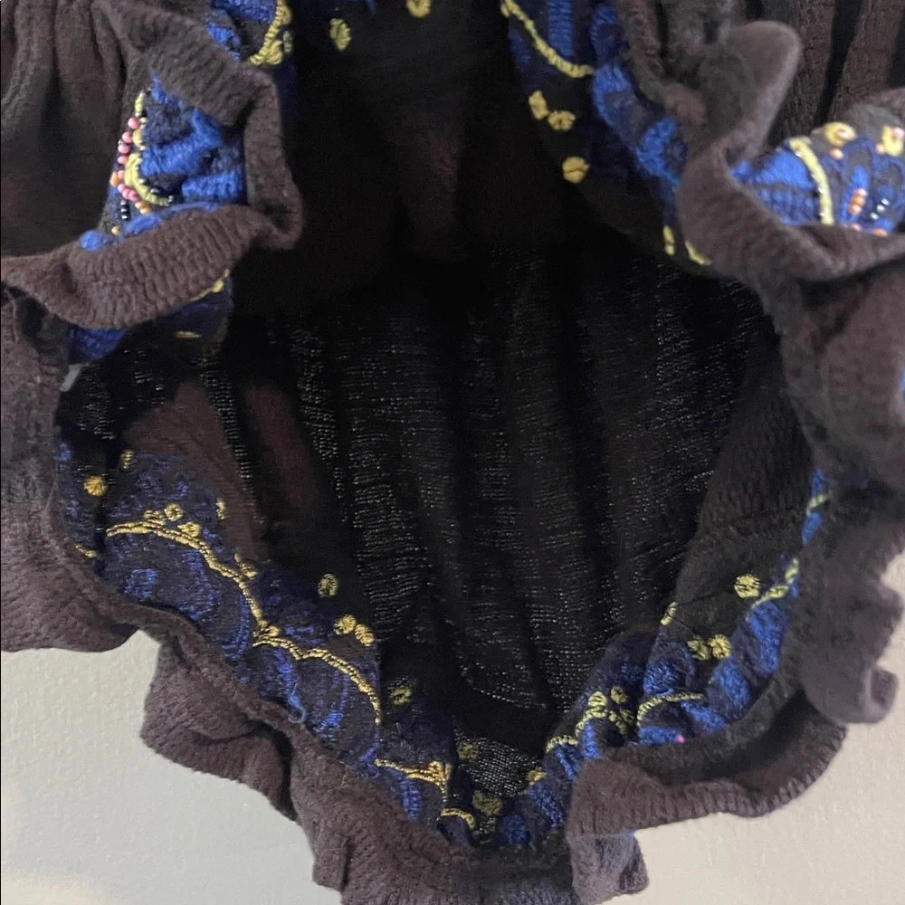 Free People No More Tiers Embroidered Beaded Tube Top in Black Size Small - Picture 6 of 10